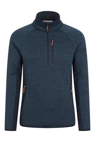 Image of Mountain Warehouse Mens Half-Zip Fleece - Anti-pill, Stretch Panels Sweatshirt - Best for Spring Summer, Camping, Outdoors, Travelling & Hiking Navy (Half Zip) L