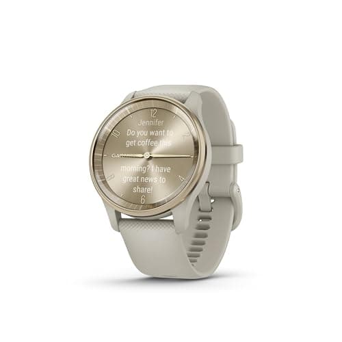 Image of Garmin vívomove Trend, Hybrid 40mm smartwatch with health & fitness functions, dynamic watch hands, touchscreen display & up to 5 days battery life, French Grey
