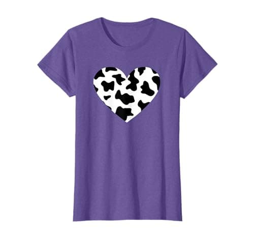 Image of Awesome Cow Print Black & White Print Heart T-Shirt