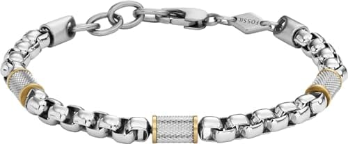 Image of Fossil Bracelet for Men , Inner Length: 180mm ~ 195mm Gold, Silver Stainless Steel Bracelet, JF04138998