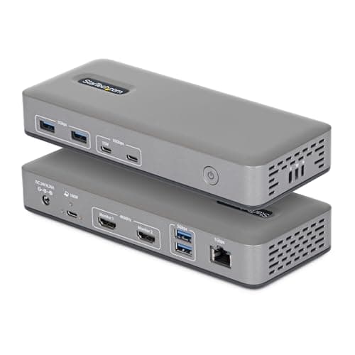 Image of StarTech USB-C Docking Station for Dual Monitors, Dual 4K 60Hz HDMI, 100W Power Delivery Charging, 6 USB Ports (10Gbps), Gigabit Ethernet, Driverless DP Alt Mode Windows Laptop Dock (196UE-USBC-DOCK)