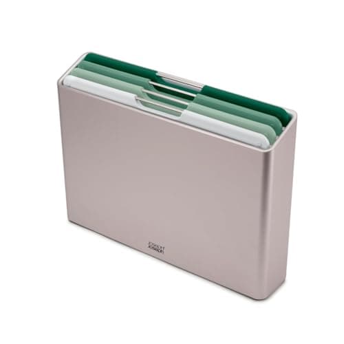 Image of Joseph Joseph Folio Editions 4 piece colour coded Chopping Board Set, slimline case for organised storage, Large - Sage Green