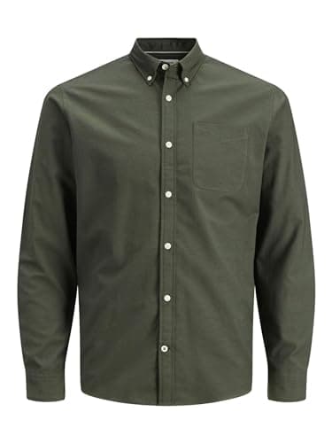 Image of JACK & JONES Men's JJEOXFORD Shirt L/S S21 NOOS, Forest Night / Slim Fit, L