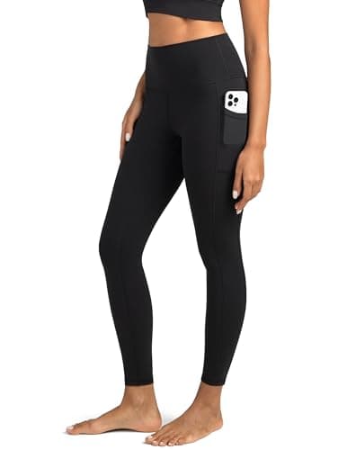 Image of Colorfulkoala Women's High Waisted Tummy Control Workout Leggings 7/8 Length Yoga Pants with Pockets (M, Black)