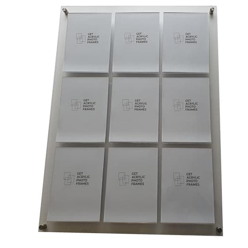 Image of Get Acrylic Photo Frames - 9 Pocket Clear Acrylic Company Display/Notice Board. Wall Mount Display Board With A4 Pockets. Suitable For The Office, Workplace Or Home 74.4cm x 102.0cm (744mm x 1020mm)