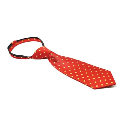 Image of Equetech Junior Pre-Tied Polka Dot Show Zipper Tie – Red/Gold Equestrian Riding Tie