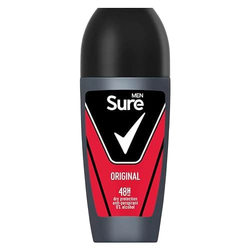 Image of Sure Men Original Roll On Deodorant Antiperspirant with MotionSense technology for 48 hour protection against sweat and odour 50 ml, Pack of 6
