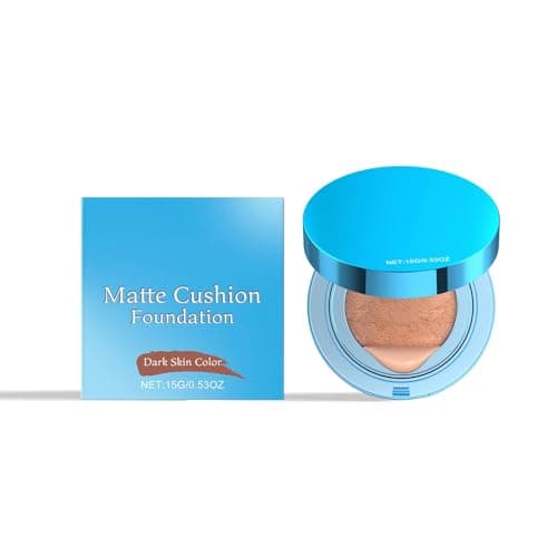 Image of Matte Pressed Powder, Velvet Matte Cushion Foundation, Magic Minerals Face Powder, Long-Lasting Oil Control & Portable, Waterproof Color Correcting Compact, Smooth Texture (Dark Skin Color, 15g)