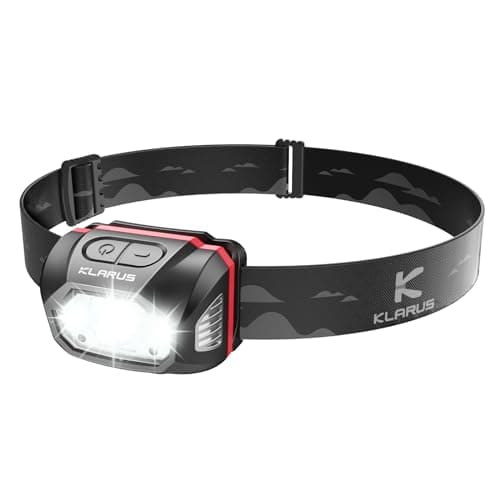 Image of klarus HM1 Head Torch Rechargeable USB C, Led Super Bright Headlamp, Headtorch 440 Lumens 70 Hours Max Runtime, 1800mAh Battery IPX6 Waterproof for Running, Camping, Hiking, Hunting (Red)