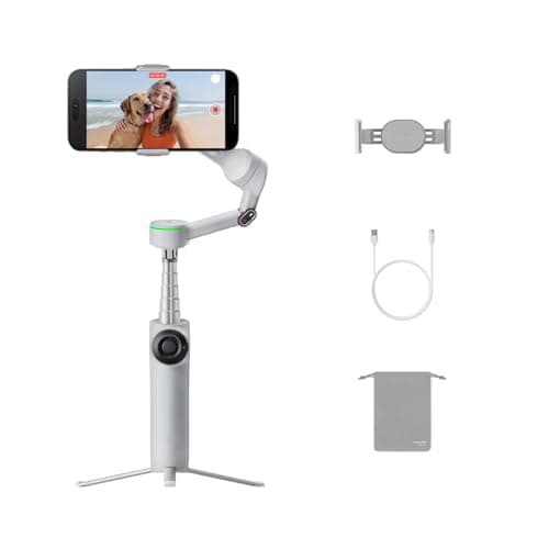 Image of Insta360 Flow 2 Pro Grey - Foldable AI Phone Gimbal, Track in 200+ Apps With Apple DockKit, Multi-Person Tracking, 360º Pan Tracking, Built-In Tripod/Selfie Stick, iPhone/Android Portable Stabilizer