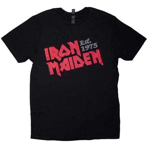 Image of Rock Off officially licensed products Iron Maiden Est 1975 Slanted Logo T Shirt XXL Black