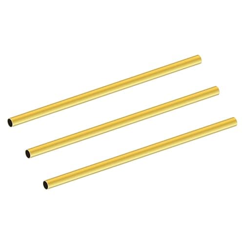 Image of LAVMHAB Round Brass Tube 4mm OD x 0.2mm Wall Thickness x 200mm Length, Seamless Round Brass Pipes Tubing for DIY Craft (3 Pcs)