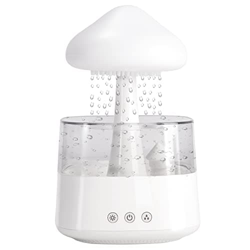 Image of MIFXIN New Night Light Aromatherapy Essential Oil Diffusers with 7 Colors LED Lights Micro Humidifier Desk Fountain Bedside Sleeping Relaxing Mood Water Drop Sound (White)