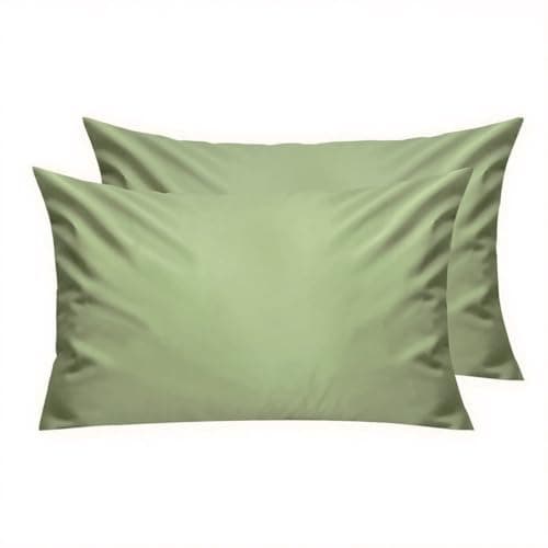 Image of Lirex Pillow Cases Set of 2, 300 Thread Count 100% Cotton Pillow Covers, Breathable and Soft, 50 x 75 cm, Green