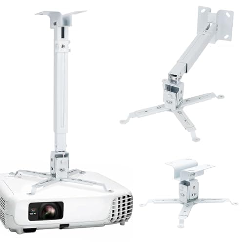 Image of Runhike Projector Mounts Compatible with Epson Projector for Wall and Celling Mount,Ceiling Mount Compatible with Epson with Adjustable Height and Extendable Arms,White