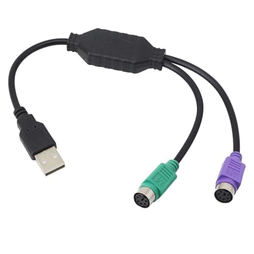 Image of GERUI PS2 to USB Converter Cable to Mouse Cable KVM Switch USB Keyboard and Mouse Converter 20cm Black
