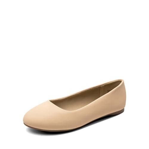 Image of DREAM PAIRS Women's Sole-Simple Ballet Flat,Ladies' Ballerina Walking Flats Shoes for Comfort and Fashion Style,Size 6,Nude/Nubuck,Sole-Simple