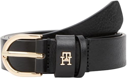 Image of Tommy Hilfiger Women’s 2.5 cm Essential Effortless Leather Belt, Black (Black), 35.4 inches