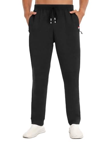 Image of YUTYTH Tracksuit Bottoms Men, Cosy Breathable Men's Joggers with Zip Pocket and Elasticated Waist, Cotton Trousers for Men for Daily Wear and Gym Running Black