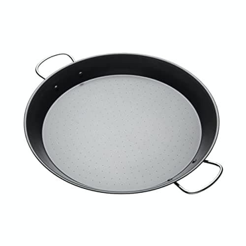 Image of KitchenCraft World of Flavours Paella Pan, Non Stick Pan for Paella Rice and Paella Seasoning, Carbon Steel, 38.5 cm (15''), Black
