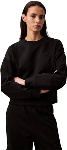 Image of Calvin Klein Women's Archive Logo French Terry Crew Neck Sweatshirt, Black (Black), L