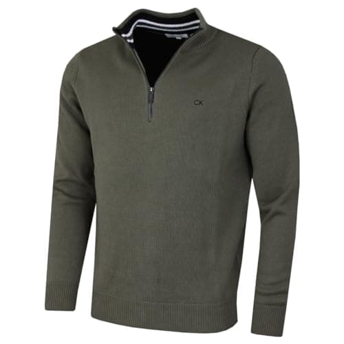 Image of Calvin Klein Mens 1/2 Zip CK Golf Sweater - Khaki Sport - L