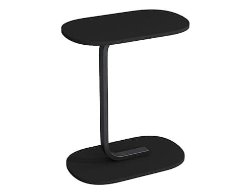 Image of URBNLIVING C Shaped Oval Side End Wood & Metal Table for Bedside, Couch, Sofa, Perfect for Living Room, Bedroom, Office - Compact Multi-Functional Design