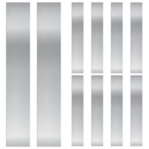 Image of Glarks 10pcs L x W x T 6.1 x 0.98 x 0.002’’ Rectangular Shim Stock Assortment, 304 Stainless Steel Strips, Silver Shim Stock Sheet for Kitchen Trim Gap Filler/DIY/Industrial Use