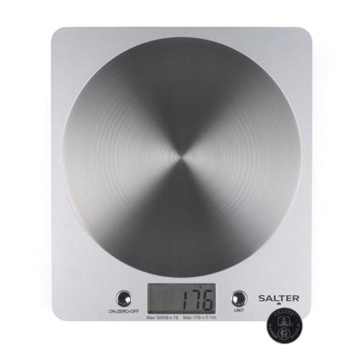 Image of Salter 1036 SVSSDR Disc Digital Kitchen Scale – Electronic Food Scale, Add & Weigh Multiple Ingredients, 5kg Capacity, Aquatronic for Measuring Liquids, Easy Read LCD Display, Includes Battery