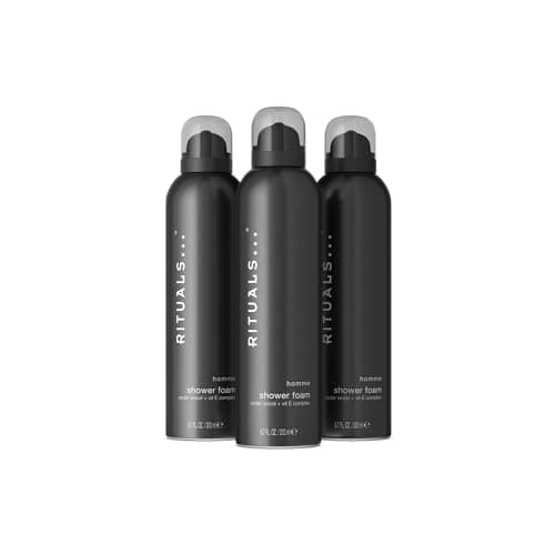Image of RITUALS Shower Foam Homme - Value Pack - Shower Gel with Cedar Wood and Vitamin E - Powerfully Cleansing Foaming Shower Gel - Economy Pack, 3 x 200ml