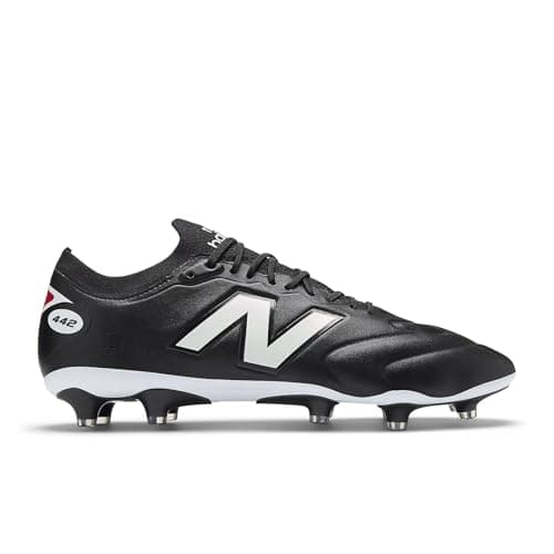 Image of New Balance Men's Furon Team FG V8 Soccer Shoe, Black 100/Nb 103 White, 10 Women/8.5 Men