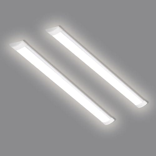 Image of HUMIGA 2 Pack 4FT LED Batten Light, 40W 3600LM Slim Profile Wide Tube Lighting for Ceiling of Indoor Home Garage Shop Office, PC Body,Neutral White 4000K