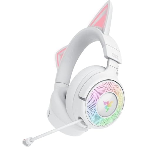 Image of Razer Kraken Kitty V3 Pro - RGB Kitty wireless gaming Headset - reactive cat ears for streaming Headphone - Triforce 40mm Driver - Hyperspeed Wireless and Bluetooth - THX Spatial Audio | White