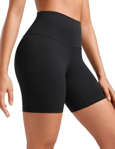 Image of CRZ YOGA Womens Butterluxe 6'' Yoga Shorts - High Waisted Workout Gym Leggings Running Spandex Biker Shorts Black 10