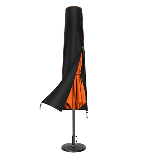 Image of Enzeno Parasol Cover Waterproof,Outdoor Garden Umbrella Cover with Zipper Fit for Patio Parasols - 210 Oxford Fabric, Anti-UV,Windproof 190x30x50cm