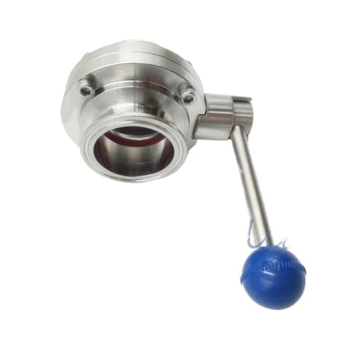 Image of BACYDLPL 3/4" Stainless Steel 304 Sanitary Butterfly Valve Tri-Clamp OD 50.5mm Silicone Sealing