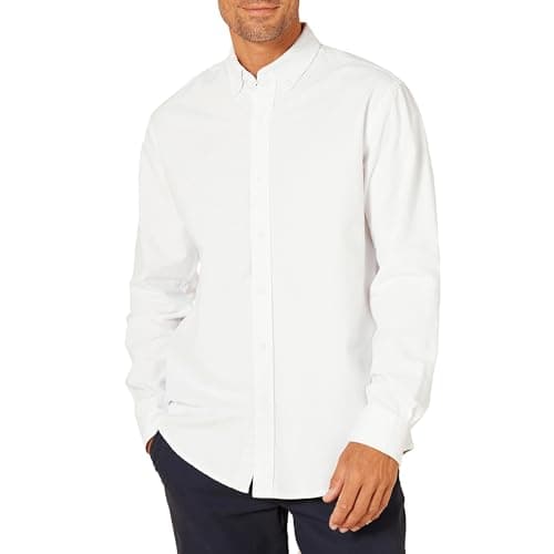 Image of Amazon Essentials Men's Regular-Fit Long-Sleeved Oxford Shirt, White, XL