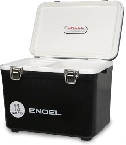 Image of ENGEL Cooler Box 12.3 L - Leak-Proof, Drybox Cooler for Camping, Fishing, Hiking,Picnic - Mini Ice Boxes for 15 Cans, 38 x 25.4 x 28.5 CM - Small Cool Box for Drinks and Food in Black