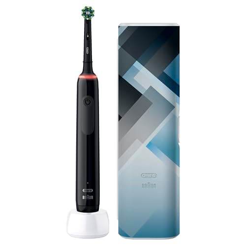 Image of Oral-B Pro 3 Electric Toothbrush For Adults, 1 Cross Action Toothbrush Head & Mondrian Travel Case, 3 Modes with Teeth Whitening, 2 Pin UK Plug, 3500