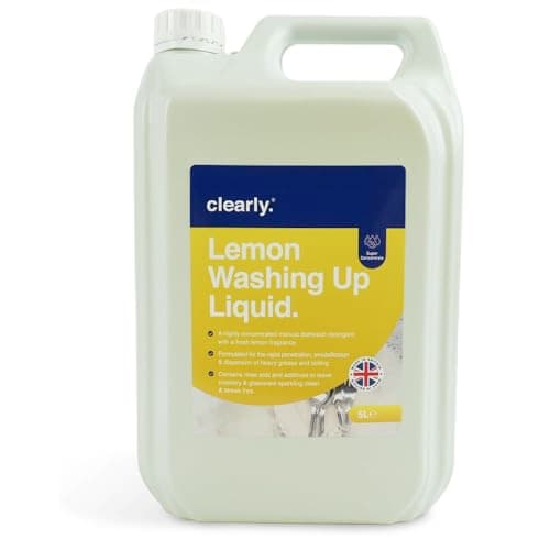 Image of Clearly Washing Up Liquid, 5L, Concentrated Dishwashing Liquid, Lemon Fragrance Dish Washing Liquid, Stain-Removing Washing Soap for Dishes, Showers, Glass, Surfaces and More