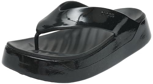 Image of Crocs Women Flip,Getaway Platform Patent Flip,Black,4 UK Women