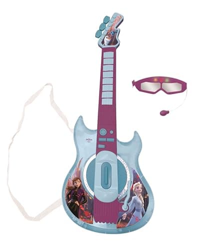 Image of Lexibook, Frozen, Light-Up Electronic Guitar with microphone, glasses with microphone, melodies, 2 game modes, MP3 input, blue/purple, K260FZLXB