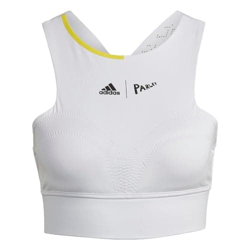 Image of adidas Women's Tennis London Crop Top, White/Impact Yellow, Small