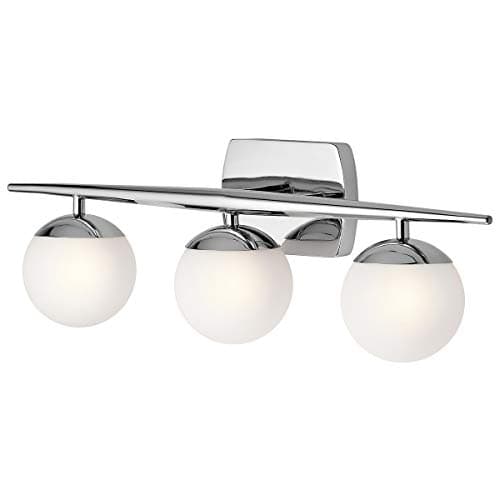 Image of IP44-3 Bulb Wall Light Sconce - Satin Etched Cased Opal Globes - Polished Chrome - LED G9 3.5W Bulb
