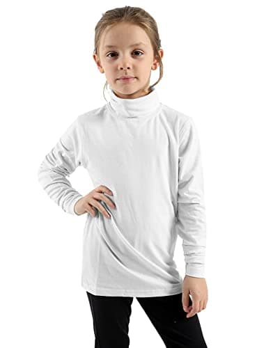 Image of GW CLASSY OUTFIT Kids Girls Polo Neck Tops Kids Turtle Roll Neck Long Sleeve High Neck Tops Age 4 5 6 7 8 9 10 11 12 13 Years (11-12 Years, Cream)