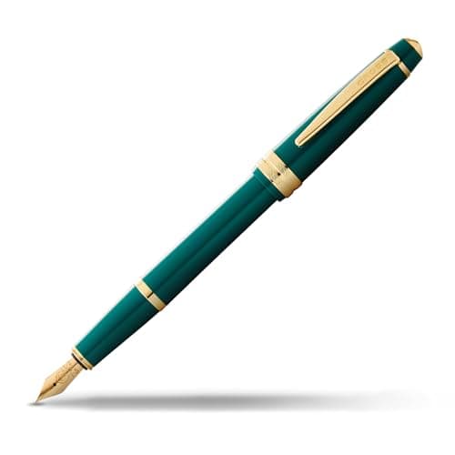 Image of CROSS Bailey Light AT0746-12MF Refillable Resin Fountain Pen with Polished Gold Tone Appointments, Medium Gold Plated Nib, includes Premium Gift Box and 2 Black Cartridges, 1 Pack, Green