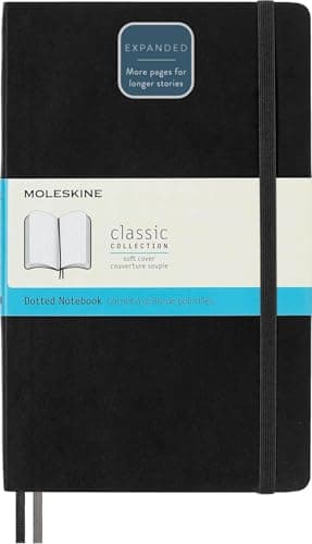 Image of Moleskine - Classic Expanded Dotted Paper Notebook - Soft Cover and Elastic Closure Journal - Color Black - Size Large 13 x 21 A5 - 400 Pages