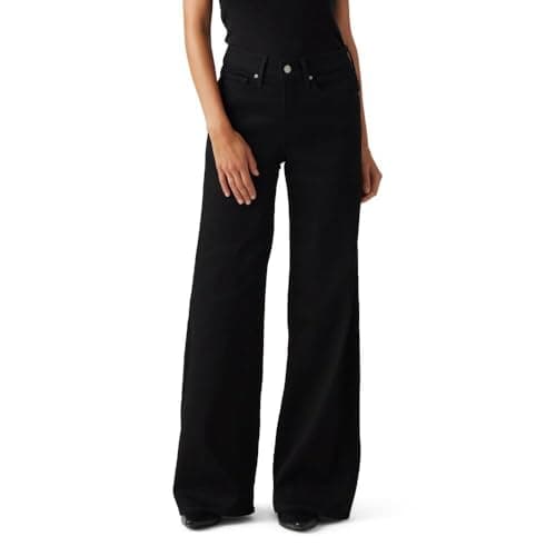 Image of Levi's Women's 318 Shaping Wide Leg Jeans, Soft black, 28W / 30L