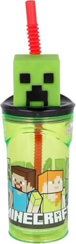 Image of Minecraft 3D Kids Cup with Straw – 360ml Reusable Tumbler – BPA-Free Plastic Character Bottle for School, Lunchbox, Playtime – Perfect Gaming Gift for Children