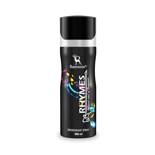 Image of RHYMES Deodorant Spray |200 ML | Body Perfume For Men | TN - Lemon, Leafy Green, Aquatic | MN - Violet, Lilly of the valley, Cinnamon, Rose | BN - Musk, Tonka, Woody, Amber, Leathery